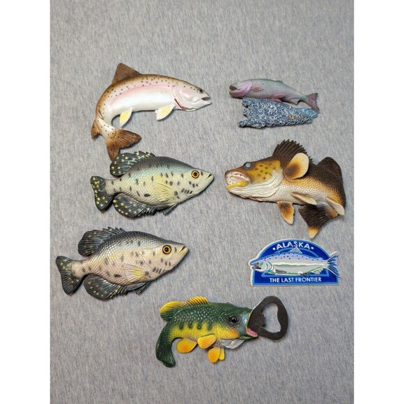Other - Lot Of 7 Fishing Magnets Bottle Opener Resin Cabin Outdoors Unique Gift